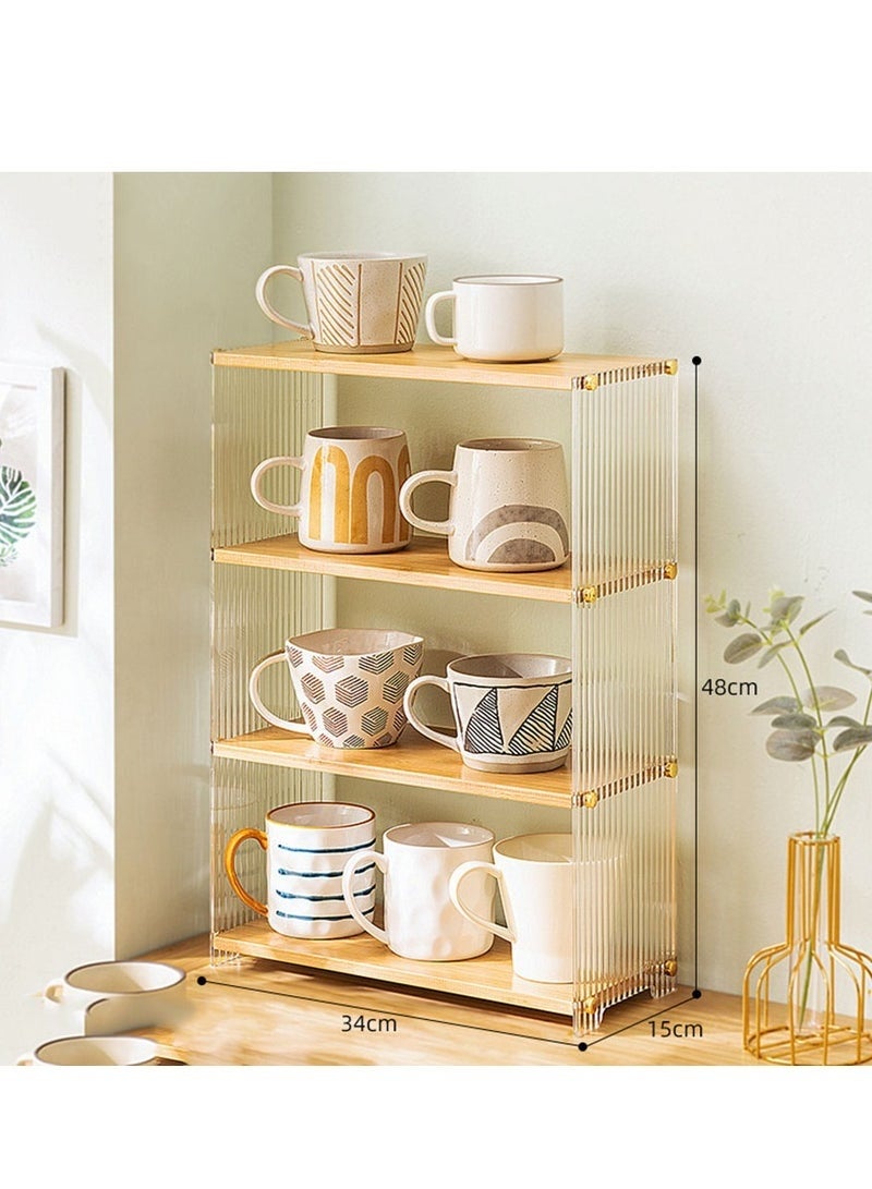 Arabest 4 Layer Storage Racks，Countertop Dish Rack Cups and Water Cup Storage Holder,Multi-Layer Shelf Rack Countertop Makeup Organizer Perfume Organizer Storage Shelves Tea Sets, Glass Cups, Coffee Cups, Mugs Sorting (34 * 48 * 15) - Image 3